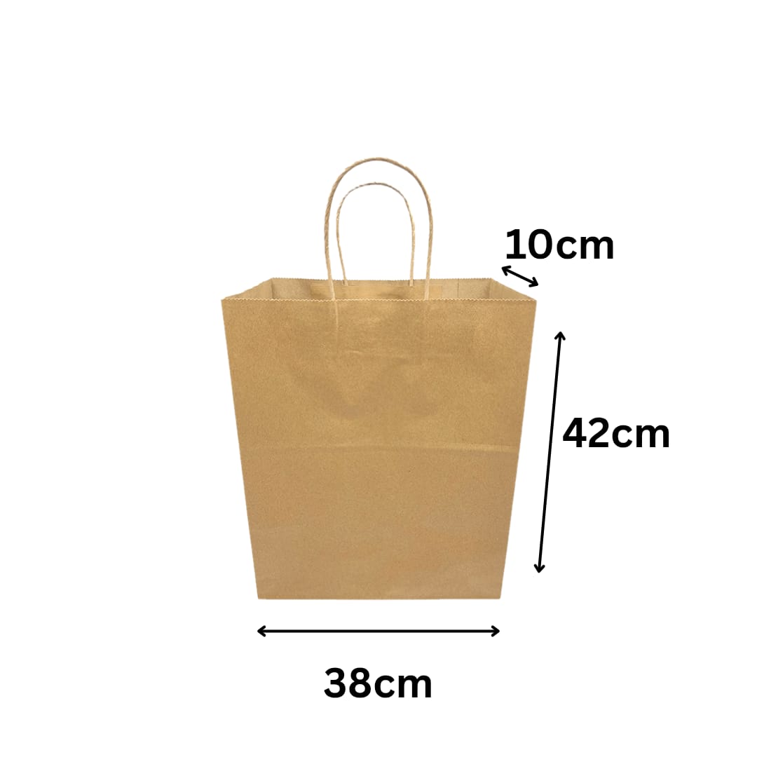 Wide brown kraft paper bag for apparel or large gifts