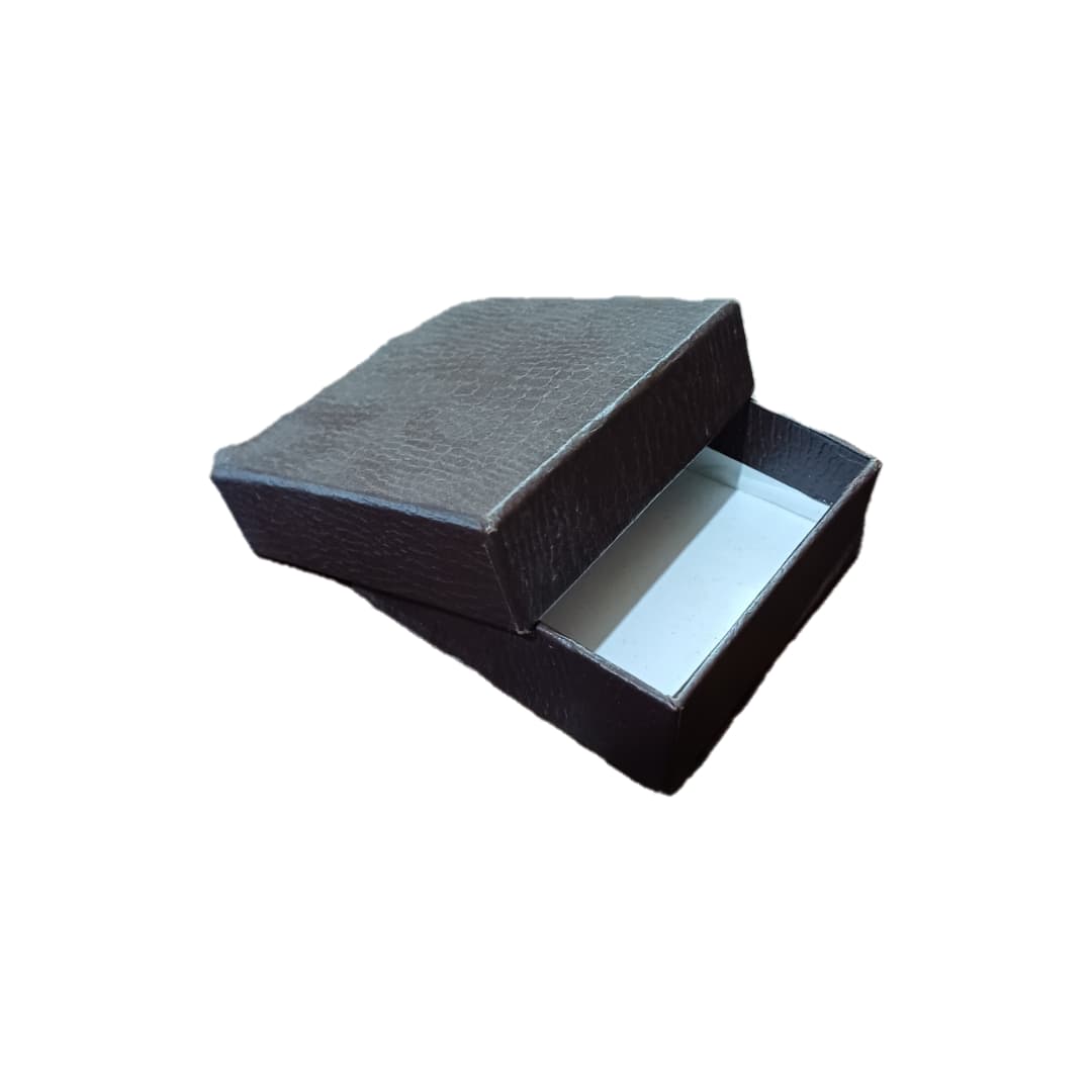 A small, square 3x3x1 brown gift box for small items.