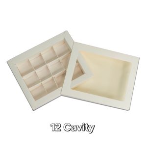 12 pcs Cavity Chocolate Box 8x6x1 Brown & Cream