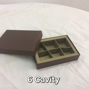6 pcs Cavity Chocolate Box 6x6x1 Brown