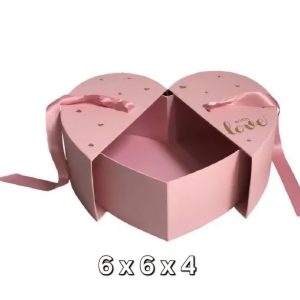 Heart Shape Surprise Gift Box 6x6x4 Gold & Maroon