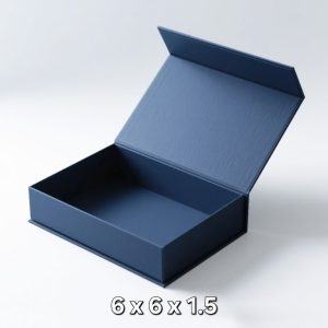 Magnetic Gift Box 6x6x1.5 Blue & White