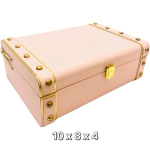 Suitcase Gift Box 10x8x4 Dark Green & Pink