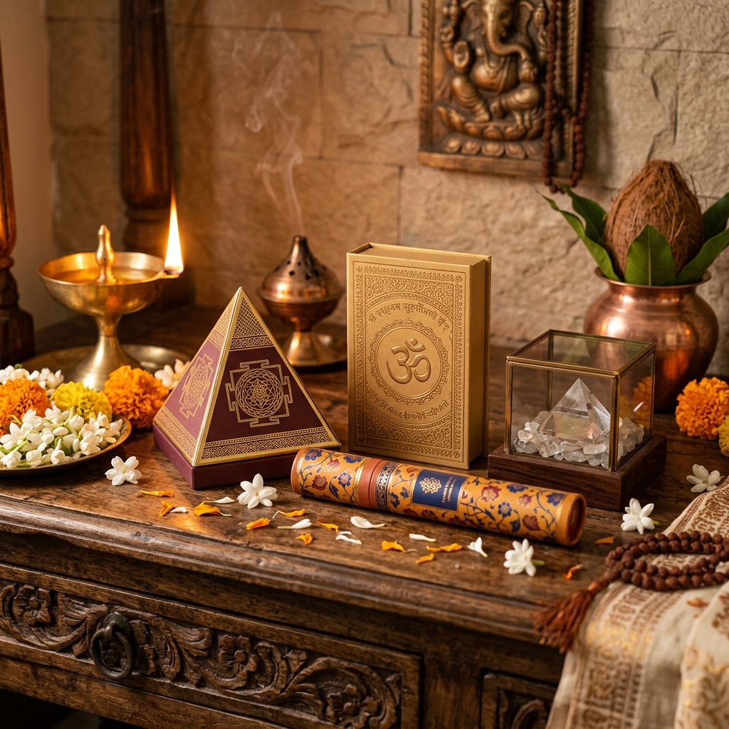Sacred Vaastu Items and Spiritual Product Packaging